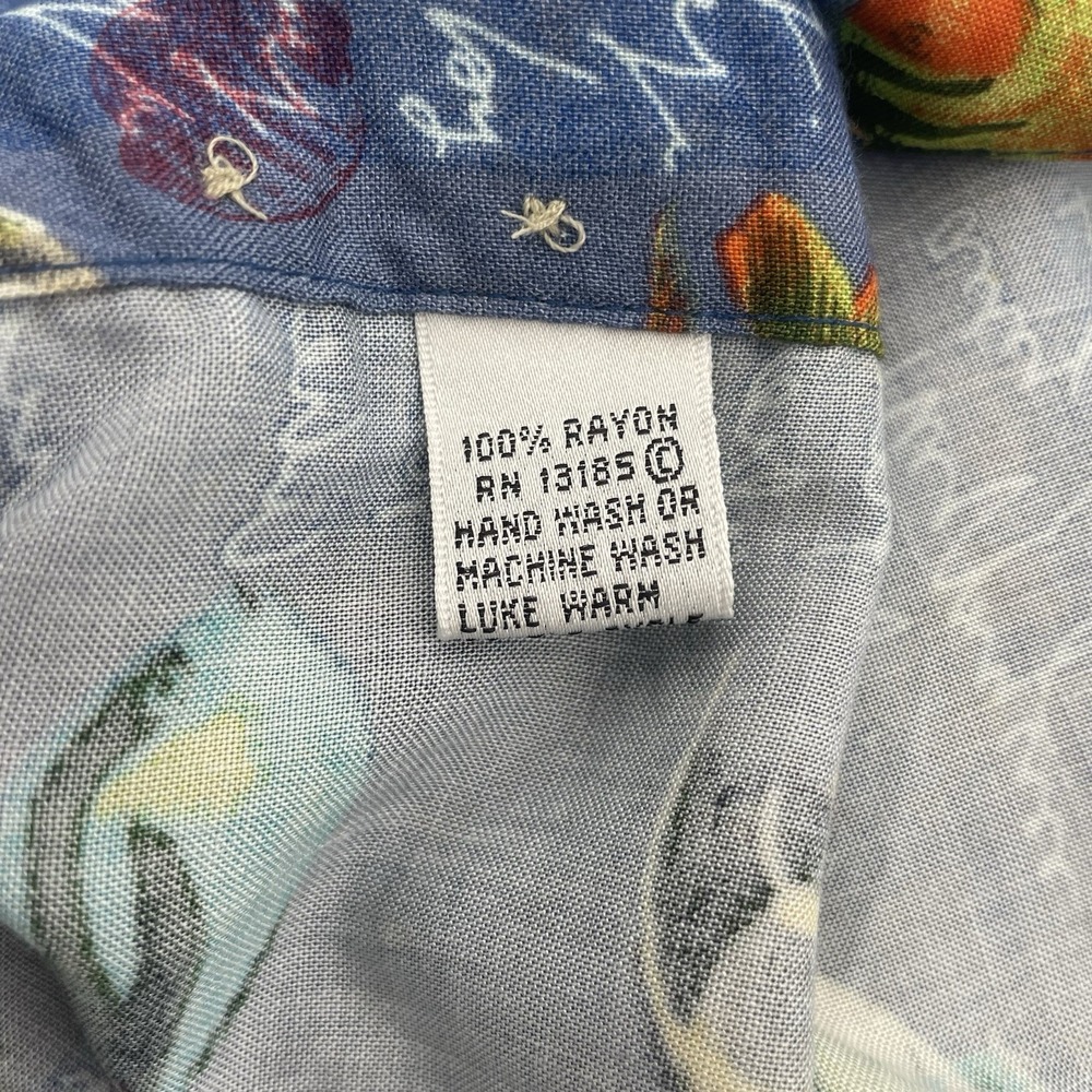 Vintage Pierre Cardin Rayon Button Up Tropical Fish Shirt XXL Lightweight NWT - Picture 7 of 14
